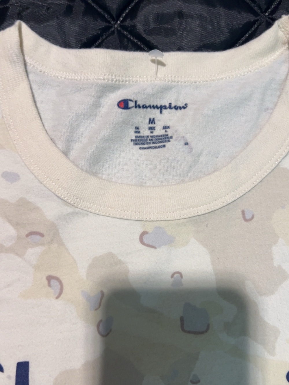 Champion Beige Camo Short-Sleeve Logo Tee - Picture 2 of 4
